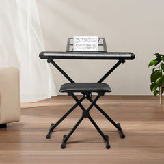Szzzp GEP-203 61 Key Keyboard with Piano Stand, Piano Bench, Built In Speakers, Headphone, Microphone, Music Rest, LED Screen