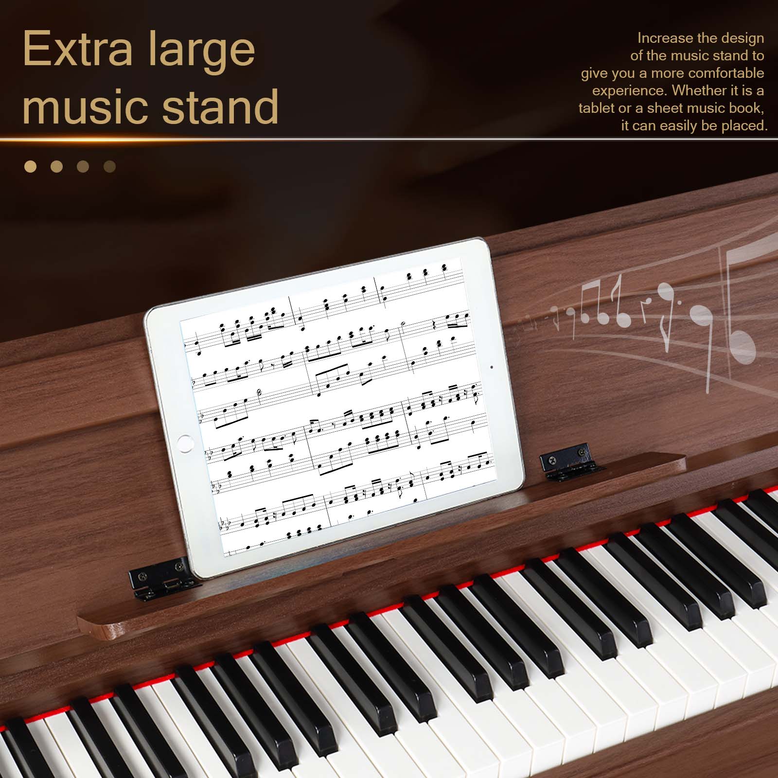 Szzzp GDP-107 88 Key Standard Full Weighted Keyboards Digital Piano with Furniture Stand, Audio and MIDI Bluetooth, Triple Pedals, Headphone，for Black Walnut