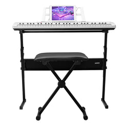Szzzp GEP-110 61 Key Lighting Keyboard with Piano Stand, Piano Bench, Built In Speakers, Headphone, Microphone, Music Rest, LED Screen