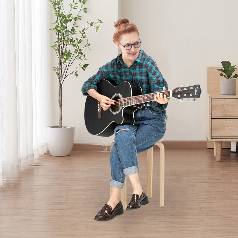 Glarry GT501 40 Inch Cutaway Auditorium Acoustic Guitar Matte Spruce Front Folk - Black