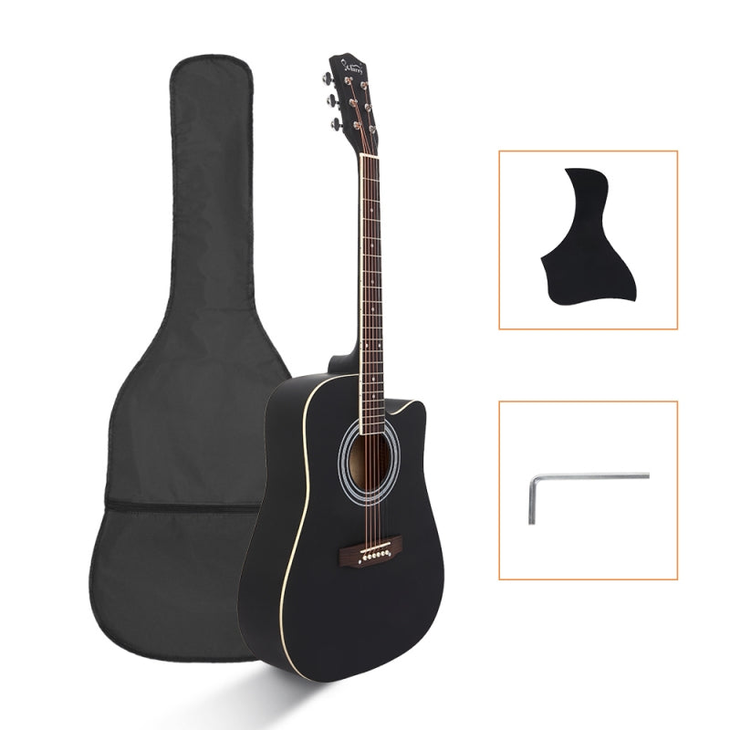 Glarry GT502 41 Inch Matte Cutaway Dreadnought Spruce Front Acoustic Guitar - Black
