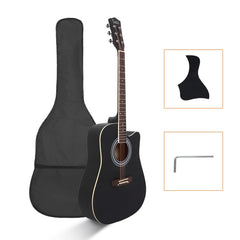 Glarry GT502 41 Inch Matte Cutaway Dreadnought Spruce Front Acoustic Guitar - Black