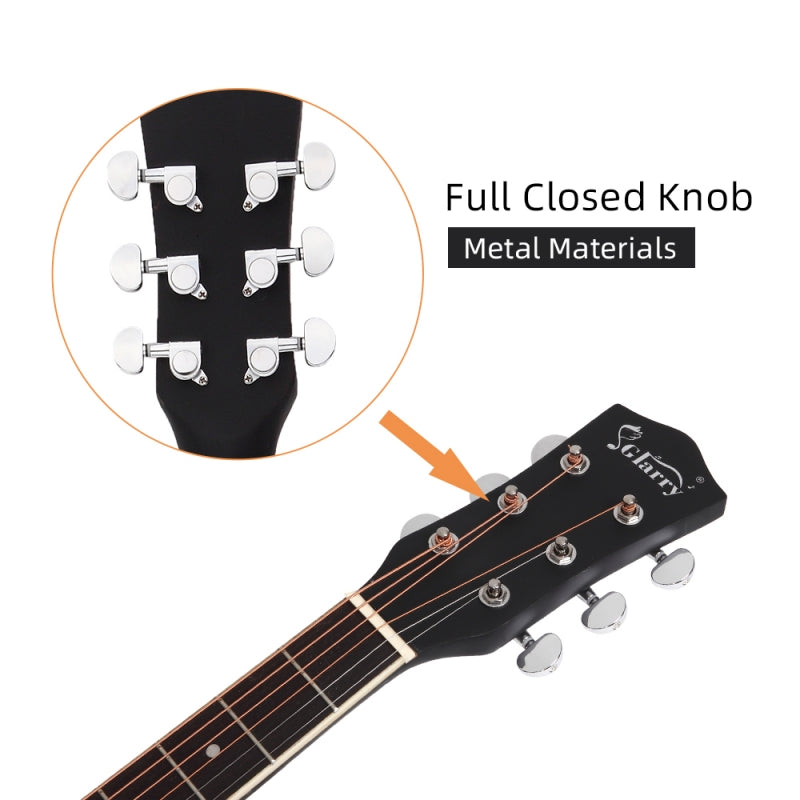 Glarry GT502 41 Inch Matte Cutaway Dreadnought Spruce Front Acoustic Guitar - Black