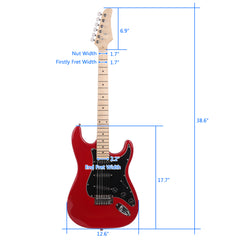 Szzzp ST Stylish Electric Guitar with Black Pickguard - Red