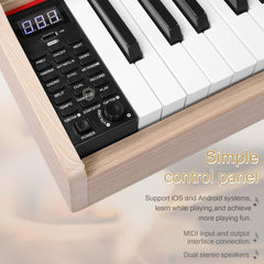 Szzzp 88 Key Standard Full Weighted Keyboards Digital Piano with Metal Stand, Power Adapter, Triple Pedals, Headphone，for All Experience Levels Natural Technology Wood