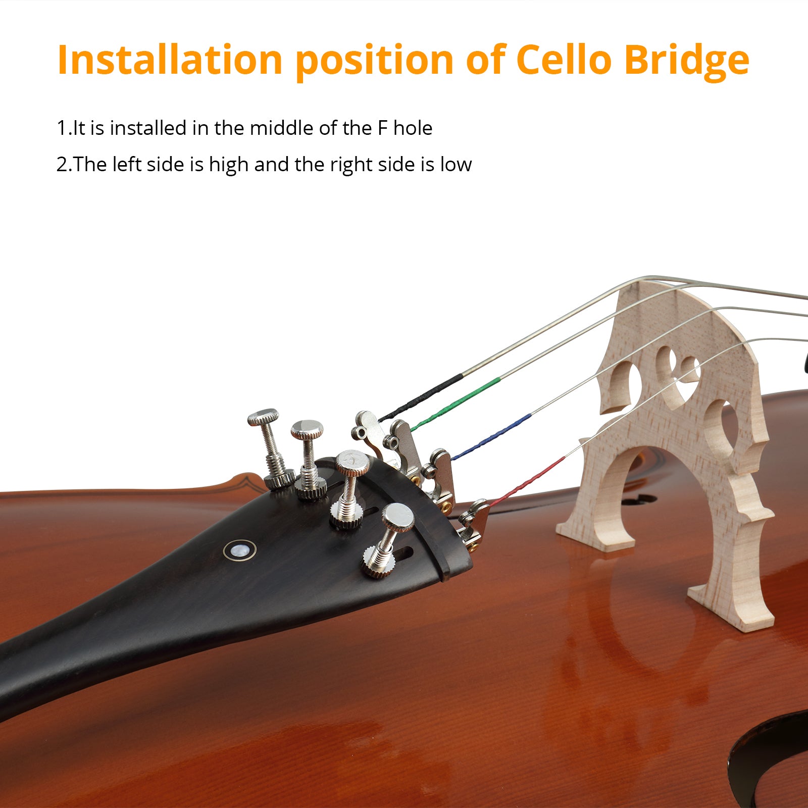 Szzzp Full Side 4/4 Natural Color Spruce Panel Cello Tiger pattern process with Bag Bow Rosin Bridge Strings