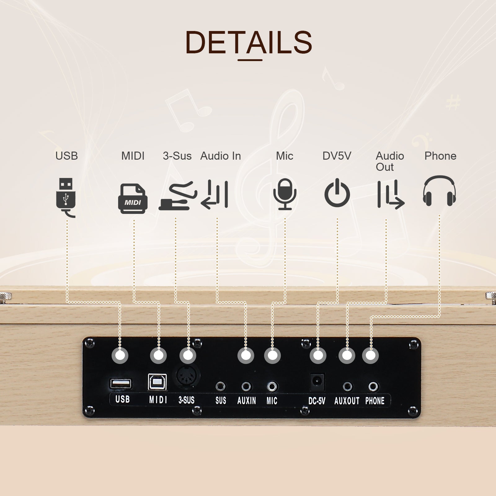 Szzzp 88 Key Full Size Semi-Weighted Standard Keyboards Wooden Digital Piano with MIDI Bluetooth, Triple Pedals，Headphone and other accessories