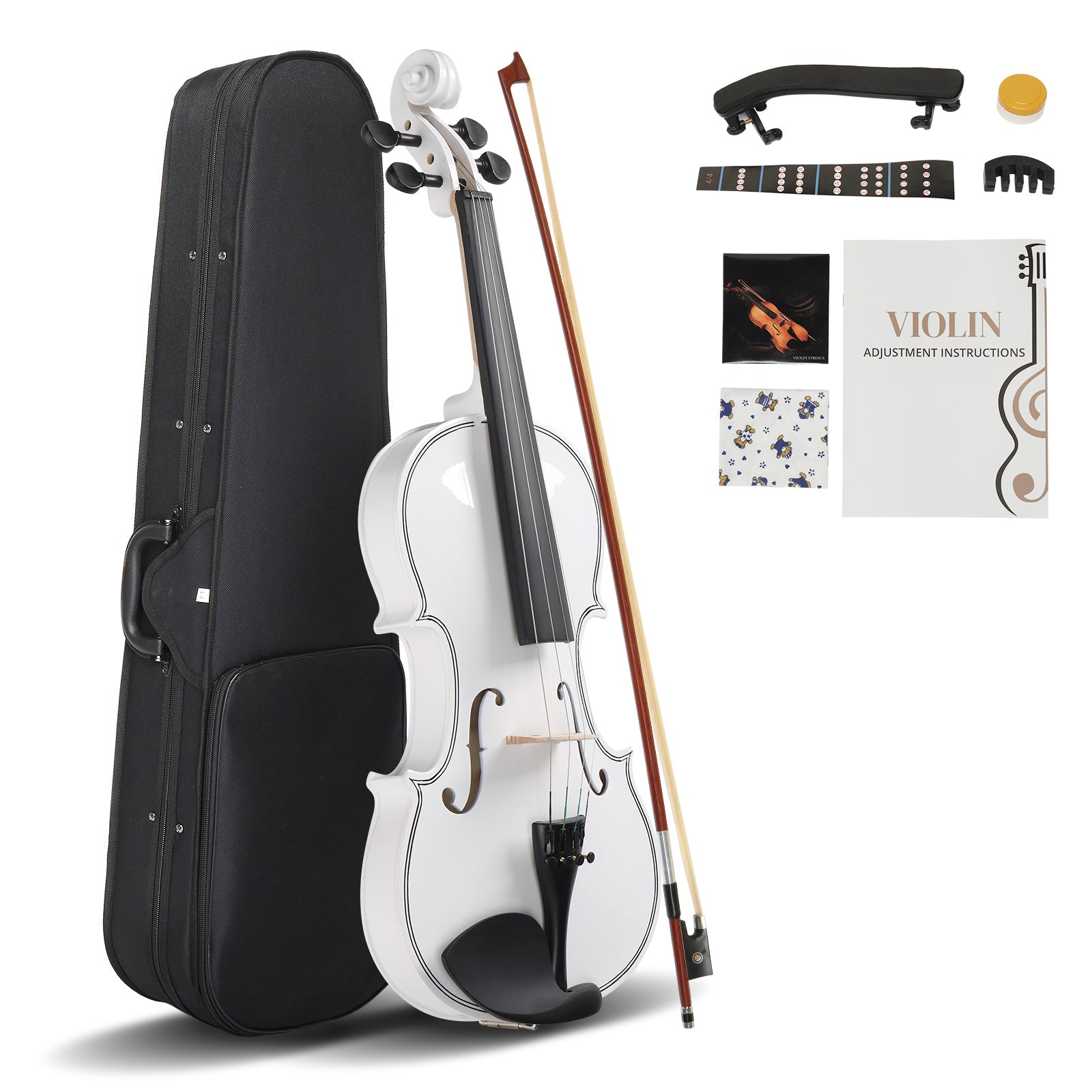 Szzzp Full Size 4/4 Violin Set for Adults Beginners Students with Hard Case,Violin Bow,Shoulder Rest,Rosin,Extra Strings and Sordine