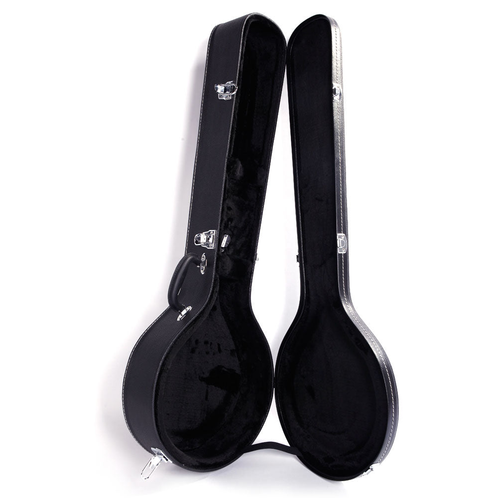Szzzp 5-String 6-String Microgroove Pattern Leather Wood Banjos Case - Black