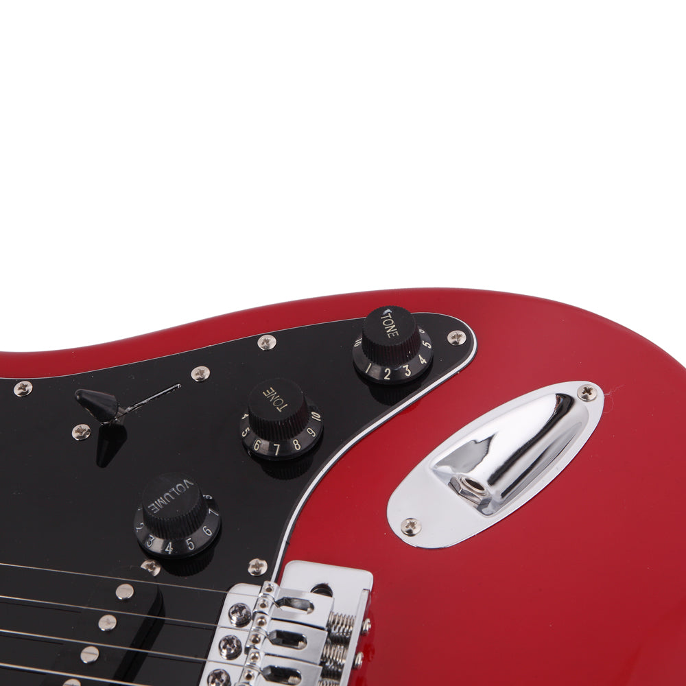 Szzzp ST Stylish Electric Guitar with Black Pickguard - Red