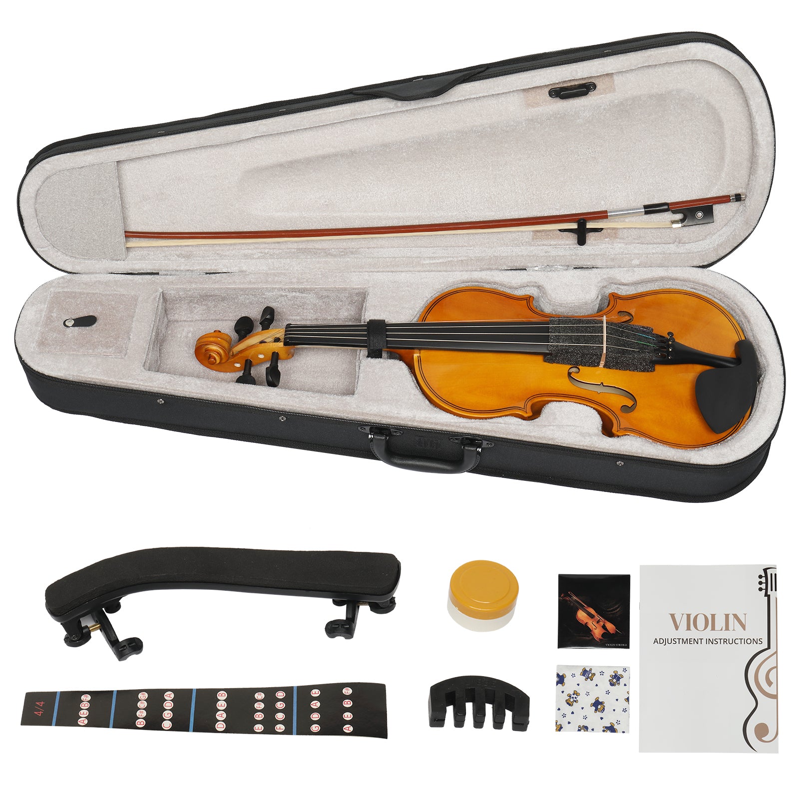 Szzzp Full Size 4/4 Violin Set for Adults Beginners Students with Hard Case,Violin Bow,Shoulder Rest,Rosin,Extra Strings and Sordine