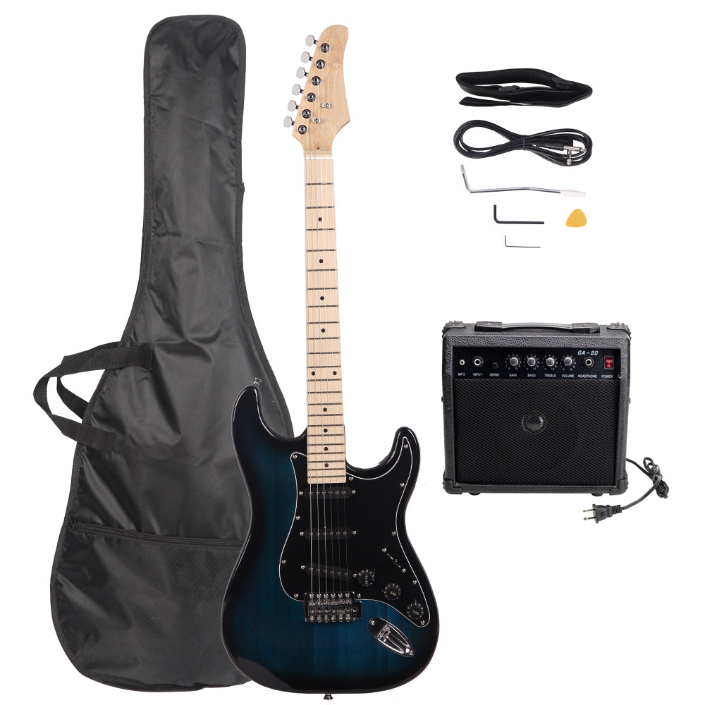 Szzzp ST Stylish Electric Guitar with Black Pickguard Dark Blue