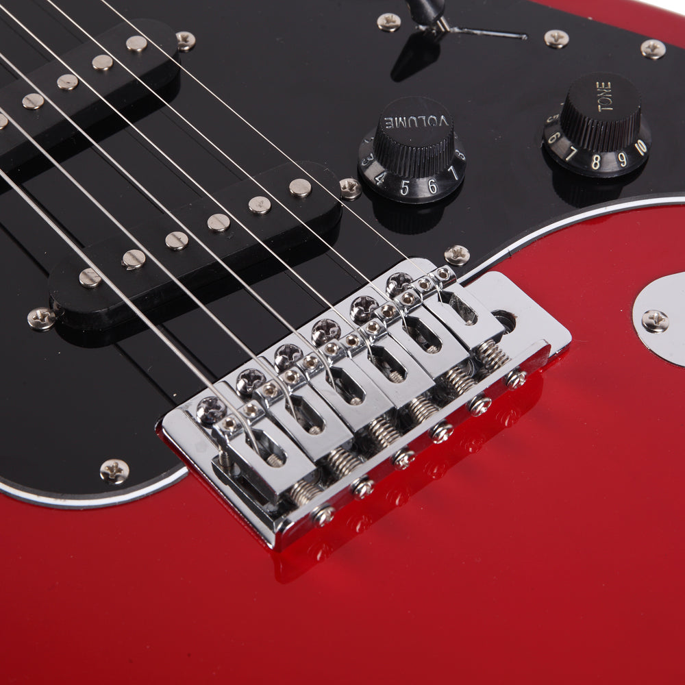 Szzzp ST Stylish Electric Guitar with Black Pickguard - Red
