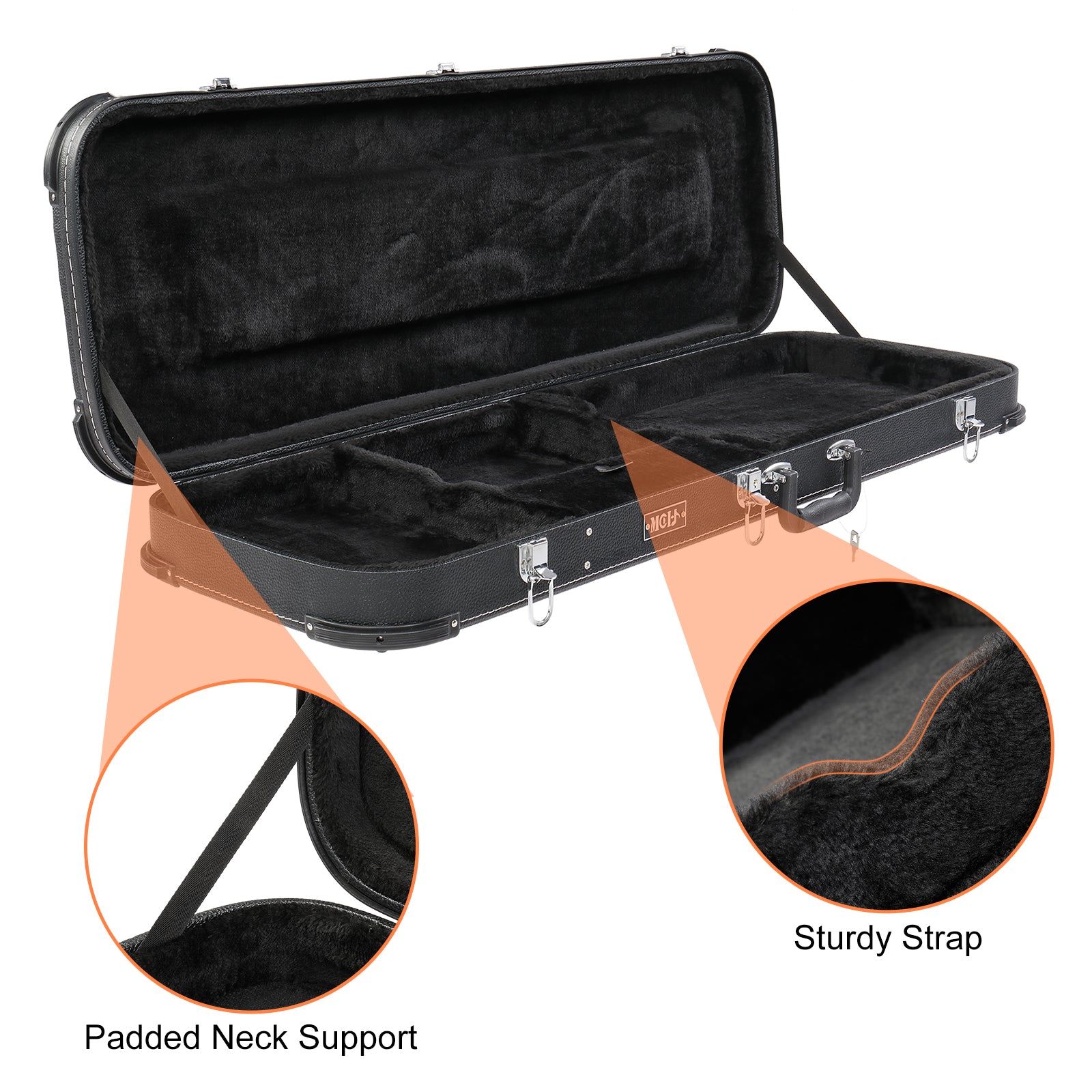 Szzzp Electric Guitar Square Hard Case with Protective Sleeve Fits ST TL Burning fire 170 Style Electric Guitar