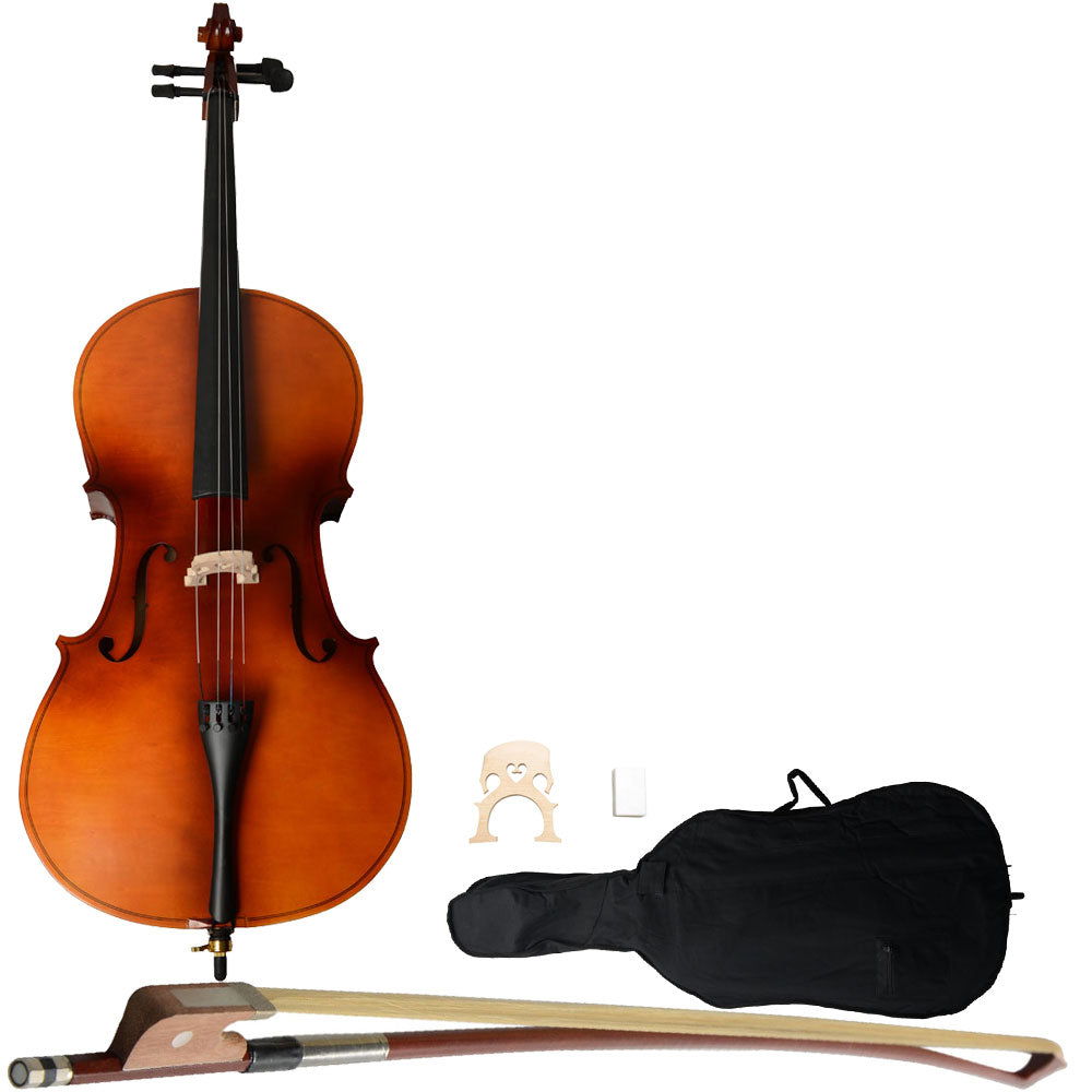 Szzzp 4/4 Acoustic Cello Case Bow Rosin Wood