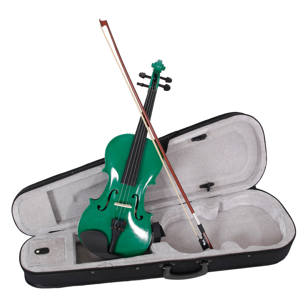 Szzzp 4/4 Acoustic Violin Case Bow Rosin Green