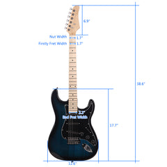 Szzzp ST Stylish Electric Guitar with Black Pickguard Dark Blue