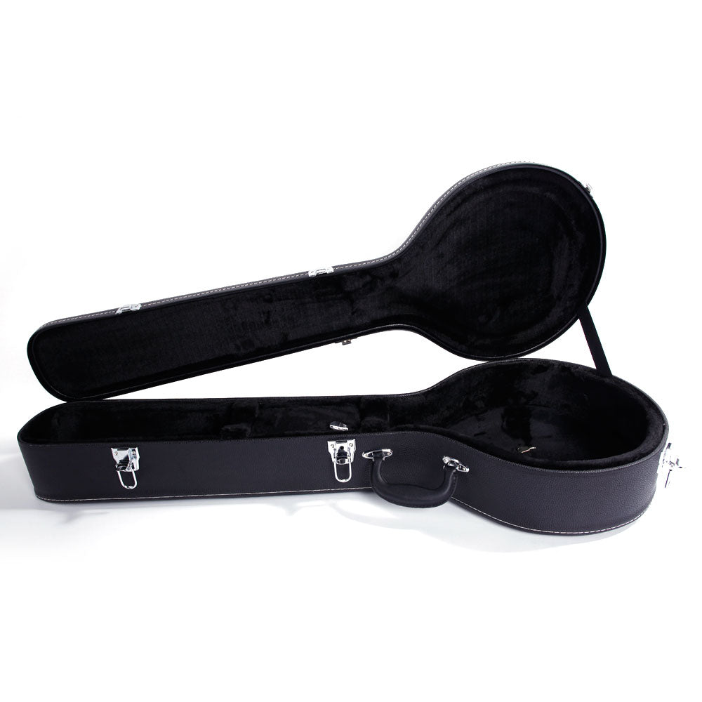 Szzzp 5-String 6-String Microgroove Pattern Leather Wood Banjos Case - Black