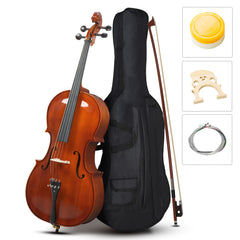 Szzzp Full Side 4/4 Natural Color Spruce Panel Cello Tiger pattern process with Bag Bow Rosin Bridge Strings