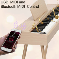 Szzzp 88 Key Standard Full Weighted Keyboards Digital Piano with Metal Stand, Power Adapter, Triple Pedals, Headphone，for All Experience Levels Natural Technology Wood