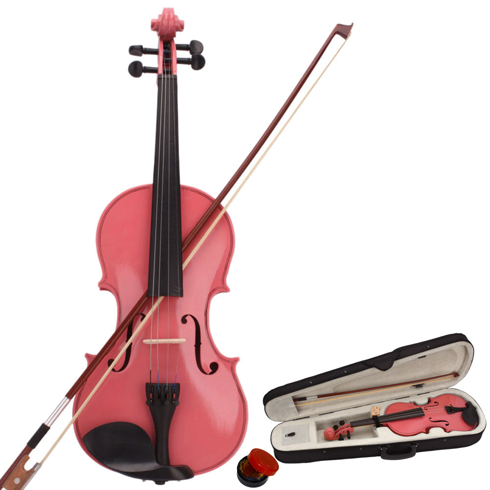 Szzzp 3/4 Acoustic Violin Case Bow Rosin - Pink
