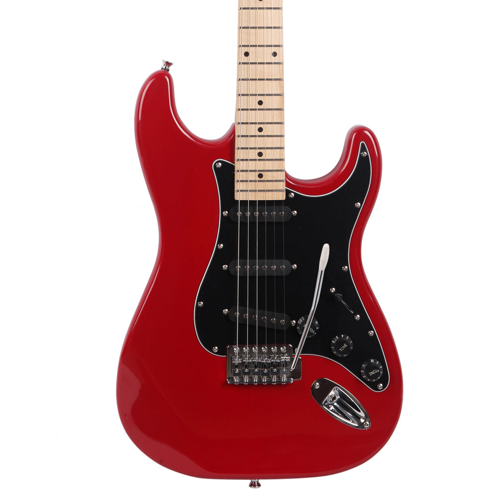 Szzzp ST Stylish Electric Guitar with Black Pickguard - Red
