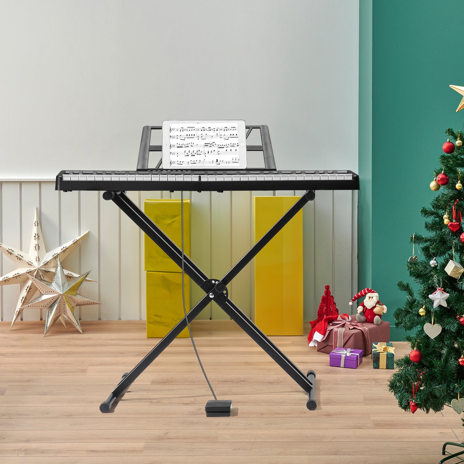 Szzzp GEP-204 61Key Folding Piano Semi-Weighted Standard Keyboards Digital Piano with Bluetooth, Handbag