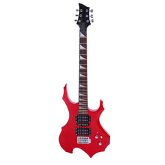 Szzzp Novice Flame Shaped Electric Guitar HSH Pickup Bag Strap Paddle Rocker Cable Wrench Tool - Red