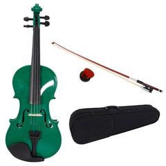 Szzzp 4/4 Acoustic Violin Case Bow Rosin Green
