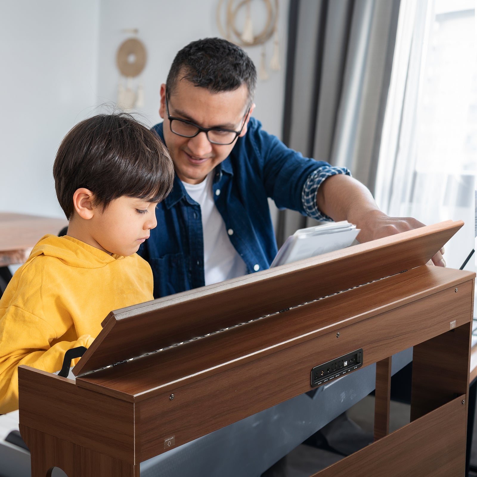 Szzzp GDP-107 88 Key Standard Full Weighted Keyboards Digital Piano with Furniture Stand, Audio and MIDI Bluetooth, Triple Pedals, Headphone，for Black Walnut
