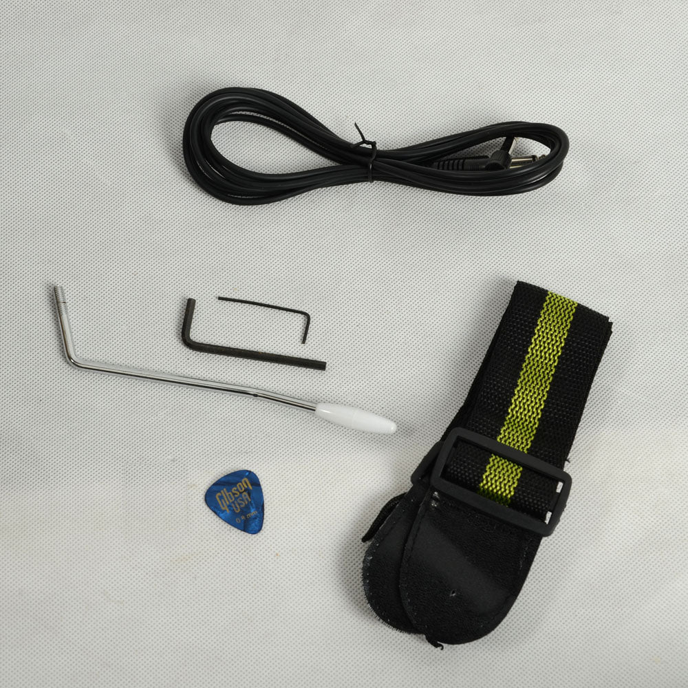 Szzzp Novice Flame Shaped Electric Guitar HSH Pickup Bag Strap Paddle Rocker Cable Wrench Tool Yellow