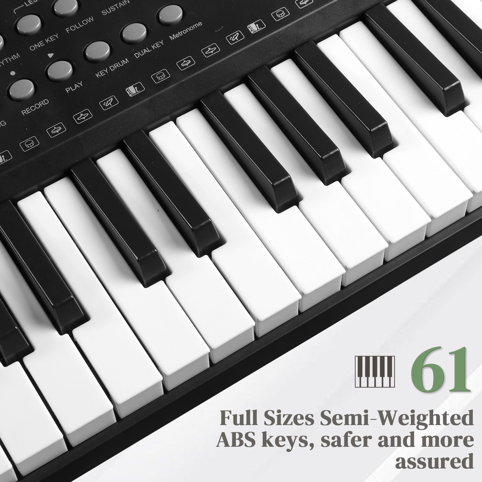 Szzzp GEP-203 61 Key Keyboard with Piano Stand, Piano Bench, Built In Speakers, Headphone, Microphone, Music Rest, LED Screen