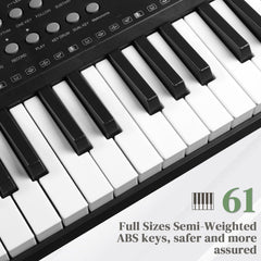 Szzzp GEP-203 61 Key Keyboard with Piano Stand, Piano Bench, Built In Speakers, Headphone, Microphone, Music Rest, LED Screen