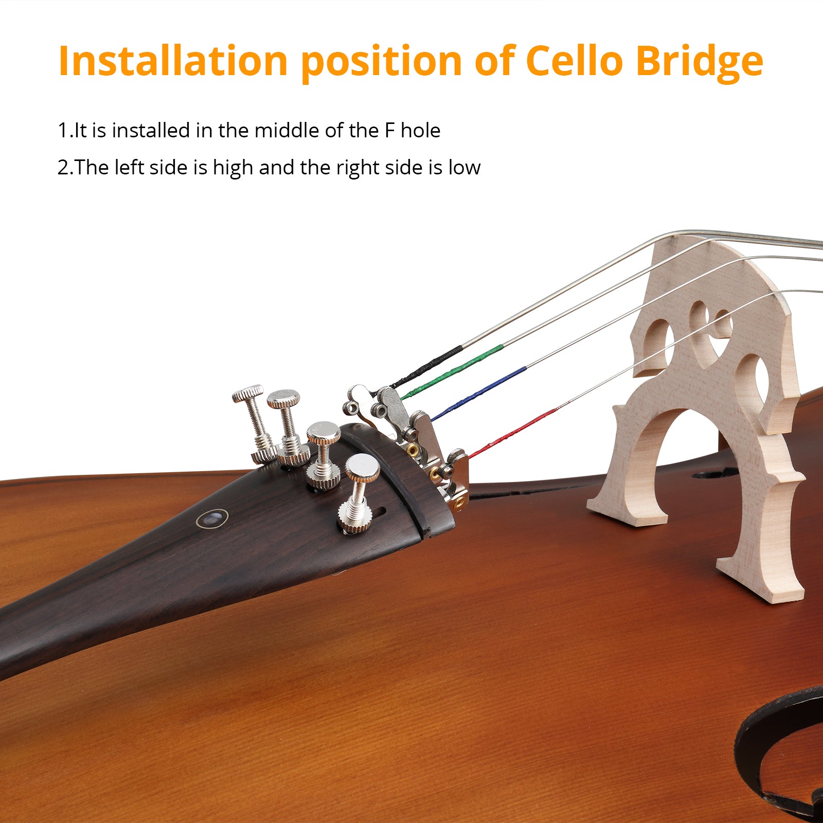 Szzzp Full Side 4/4 Matte Natural Color Spruce Panel Cello with Bag Bow Rosin Bridge Strings