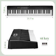 Szzzp GEP-204 61Key Folding Piano Semi-Weighted Standard Keyboards Digital Piano with Bluetooth, Handbag