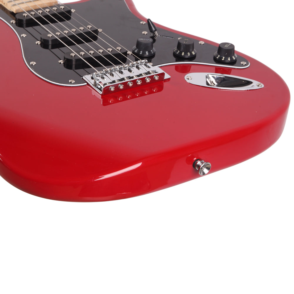 Szzzp ST Stylish Electric Guitar with Black Pickguard - Red