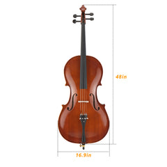 Szzzp Full Side 4/4 Natural Color Spruce Panel Cello Tiger pattern process with Bag Bow Rosin Bridge Strings