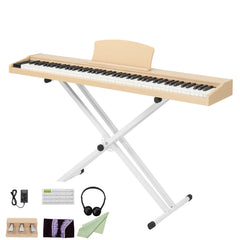 Szzzp 88 Key Full Size Semi-Weighted Standard Keyboards Wooden Digital Piano with Stand, MIDI Bluetooth, Triple Pedals，Headphone
