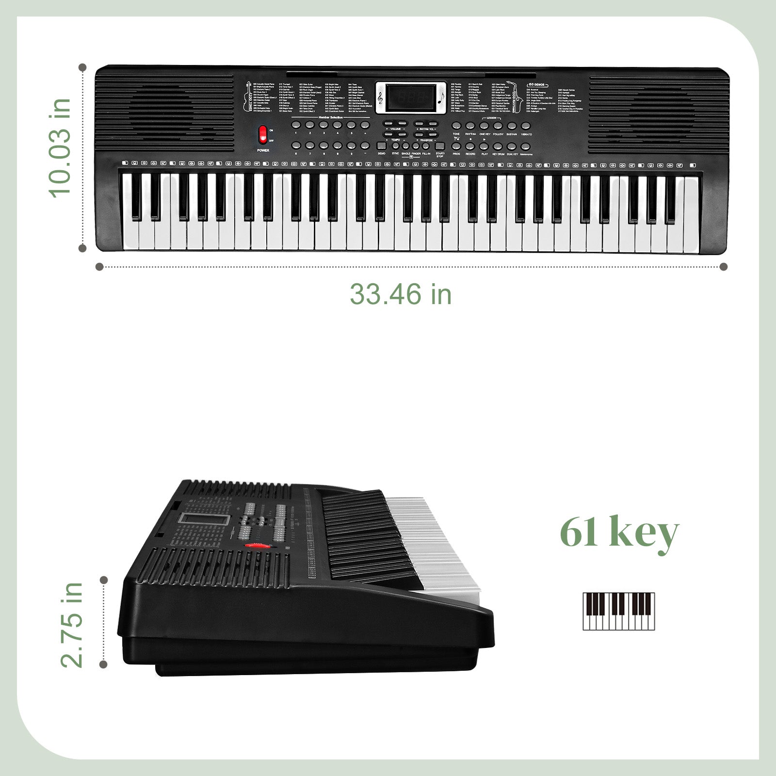 Szzzp GEP-203 61 Key Keyboard with Piano Stand, Piano Bench, Built In Speakers, Headphone, Microphone, Music Rest, LED Screen