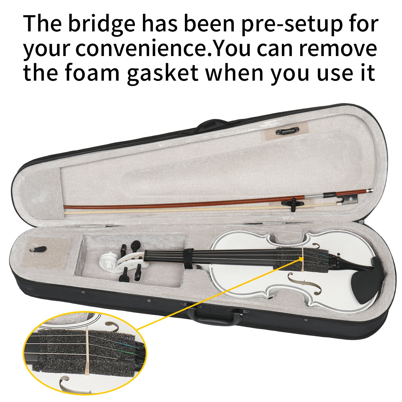 Szzzp Full Size 4/4 Violin Set for Adults Beginners Students with Hard Case,Violin Bow,Shoulder Rest,Rosin,Extra Strings and Sordine