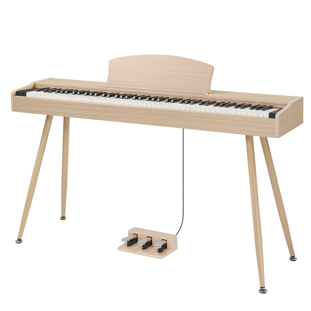 Szzzp 88 Key Standard Full Weighted Keyboards Digital Piano with Metal Stand, Power Adapter, Triple Pedals, Headphone，for All Experience Levels Natural Technology Wood