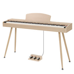 Szzzp 88 Key Standard Full Weighted Keyboards Digital Piano with Metal Stand, Power Adapter, Triple Pedals, Headphone，for All Experience Levels Natural Technology Wood