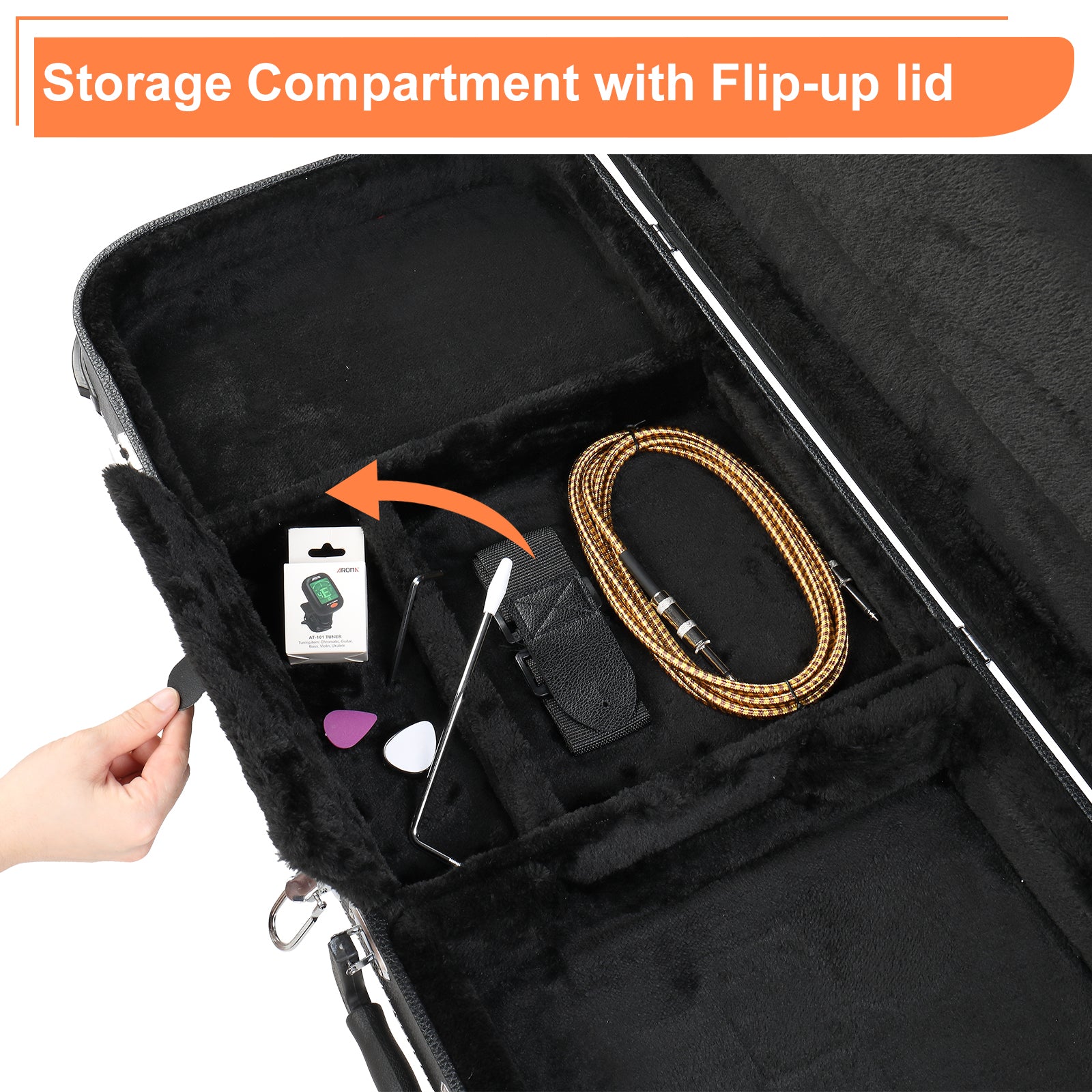Szzzp Electric Guitar Square Hard Case with Protective Sleeve Fits ST TL Burning fire 170 Style Electric Guitar