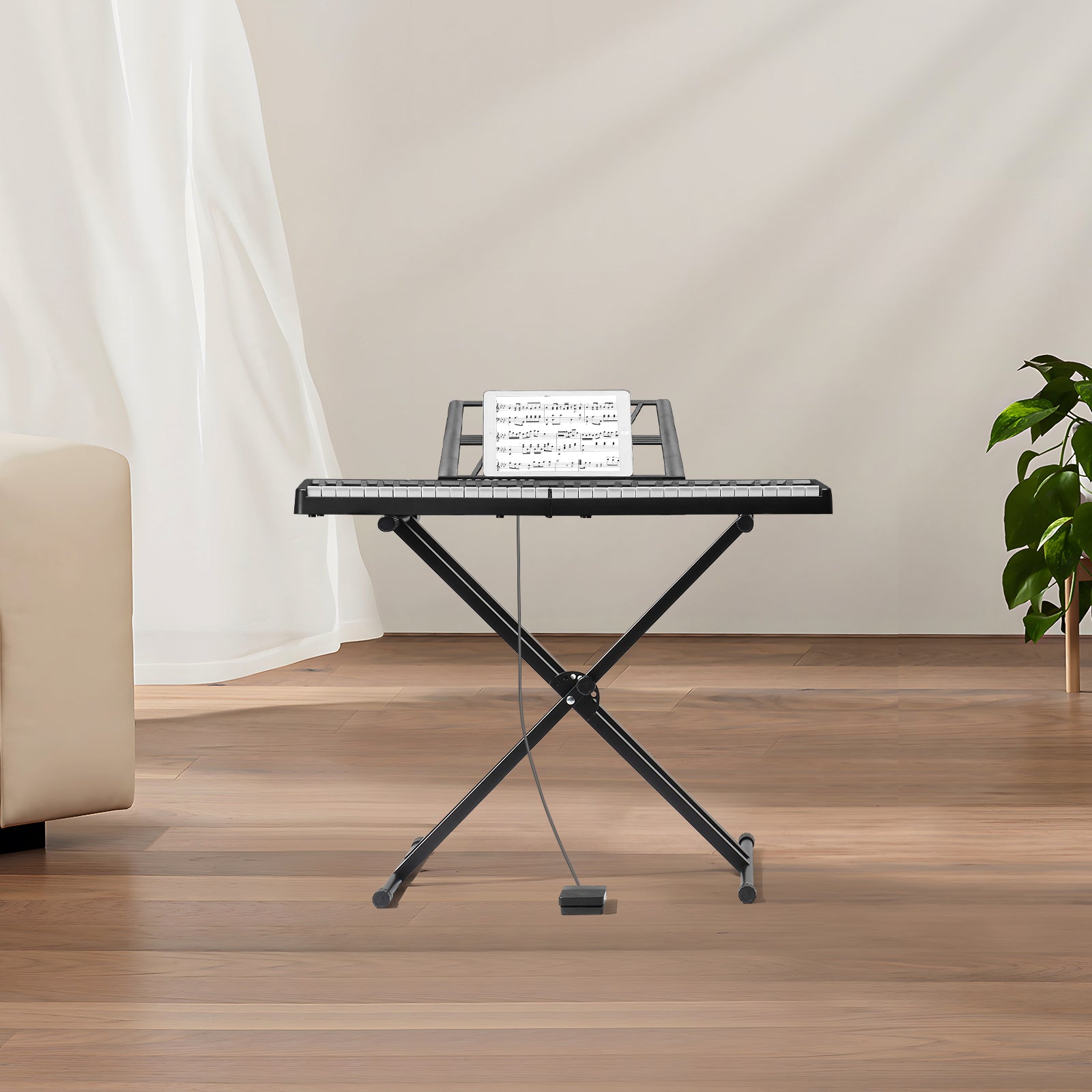 Szzzp GEP-204 61Key Folding Piano Semi-Weighted Standard Keyboards Digital Piano with Bluetooth, Handbag