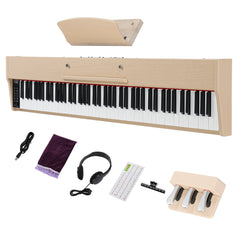 Szzzp 88 Key Full Size Semi-Weighted Standard Keyboards Wooden Digital Piano with MIDI Bluetooth, Triple Pedals，Headphone and other accessories