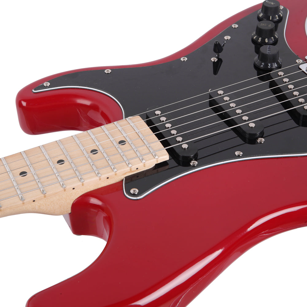 Szzzp ST Stylish Electric Guitar with Black Pickguard - Red