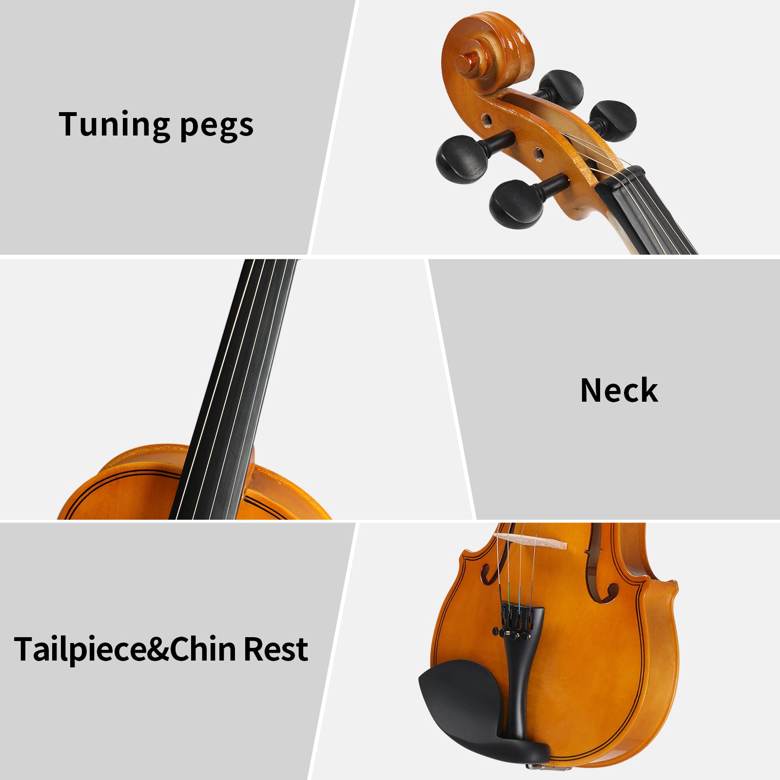 Szzzp Full Size 4/4 Violin Set for Adults Beginners Students with Hard Case,Violin Bow,Shoulder Rest,Rosin,Extra Strings and Sordine