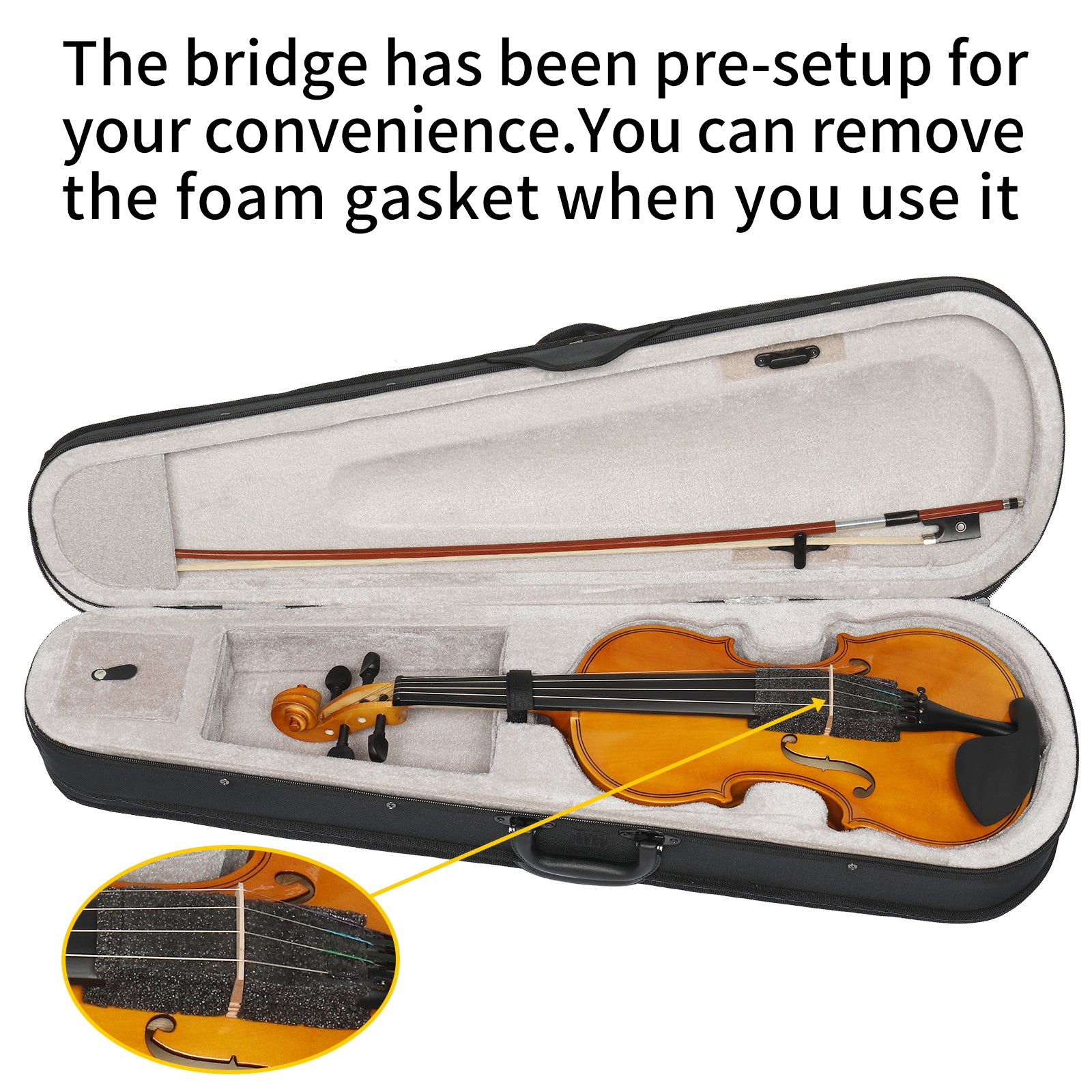 Szzzp Full Size 4/4 Violin Set for Adults Beginners Students with Hard Case,Violin Bow,Shoulder Rest,Rosin,Extra Strings and Sordine