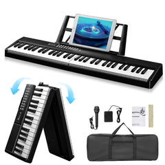 Szzzp GEP-204 61Key Folding Piano Semi-Weighted Standard Keyboards Digital Piano with Bluetooth, Handbag