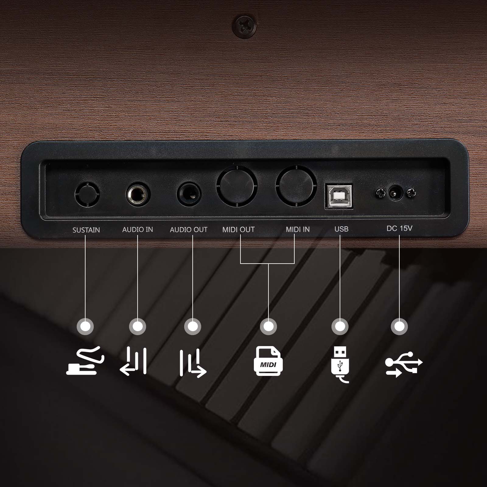 Szzzp GDP-107 88 Key Standard Full Weighted Keyboards Digital Piano with Furniture Stand, Audio and MIDI Bluetooth, Triple Pedals, Headphone，for Black Walnut